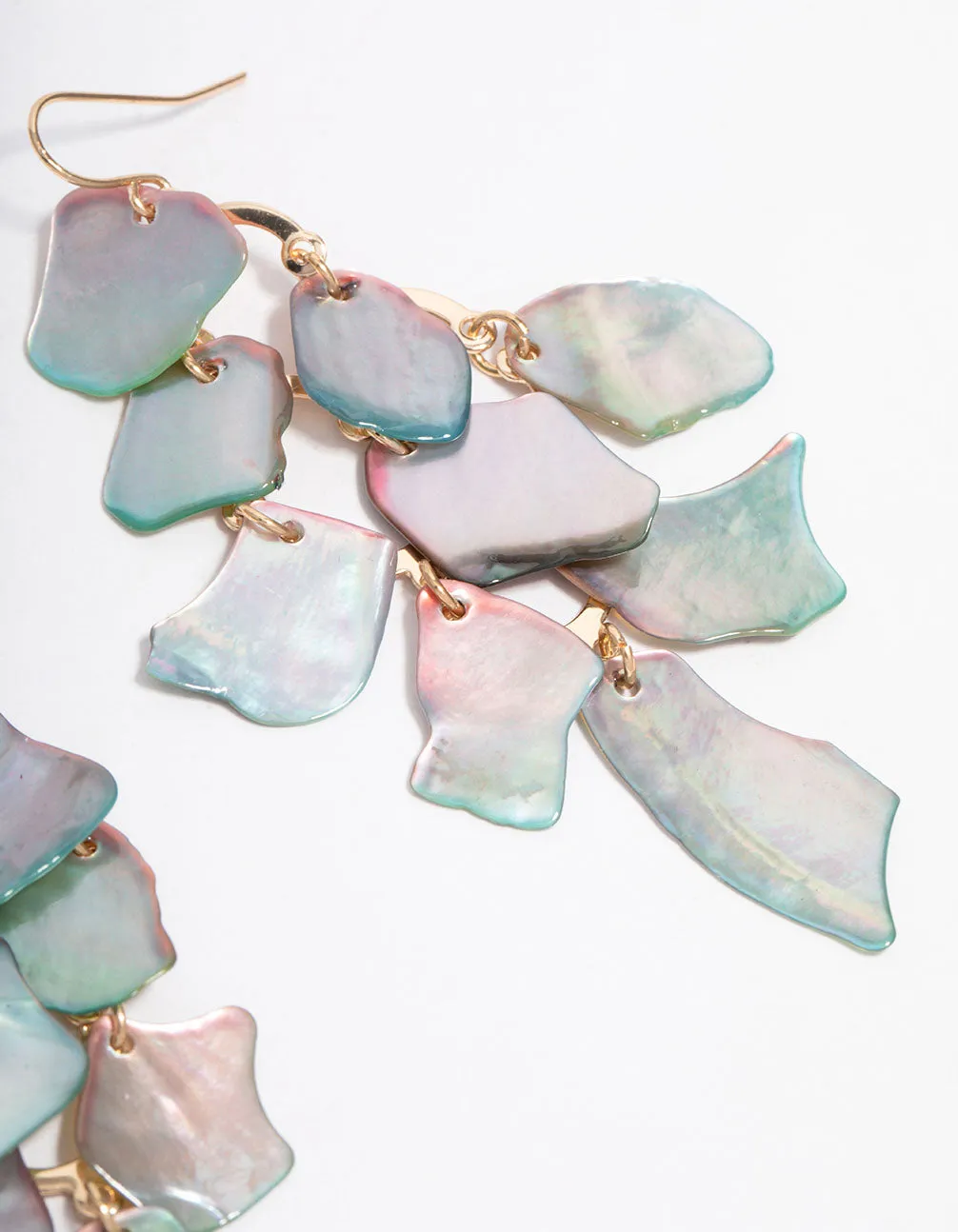 Layered Shell Pearl Petal Drop Earrings