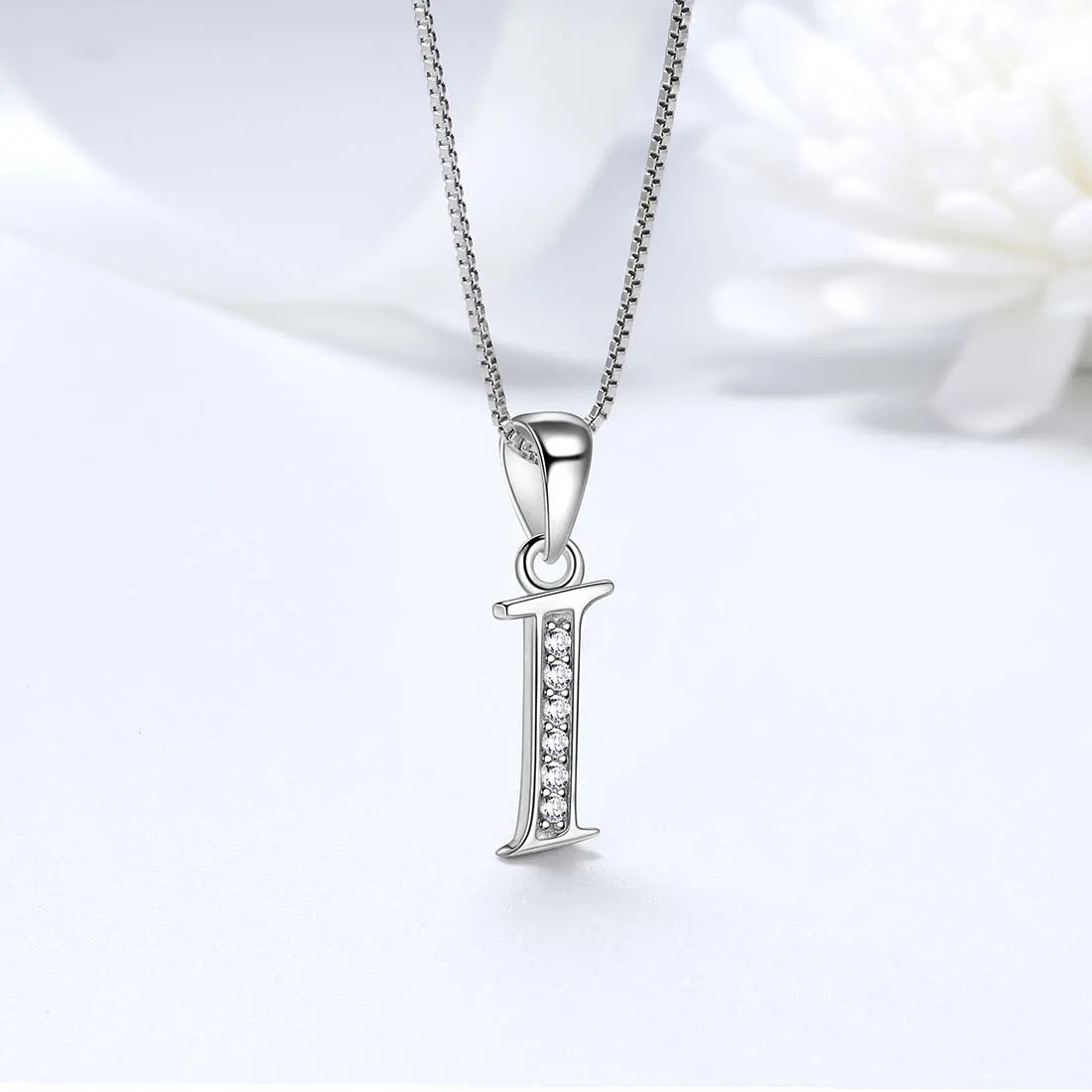 Letter I Initial Necklaces Pendant Women Men Name Jewelry Gift 925 Silver