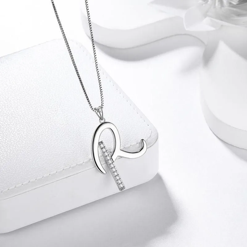 Letter Initial R Necklaces Pendant Women Girls Name Jewelry Gift 925 Sterling Silver