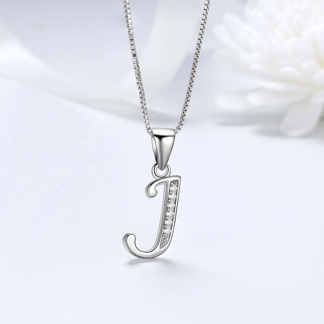 Letter J Initial Necklaces Pendant Women Men Name Jewelry Gift 925 Silver