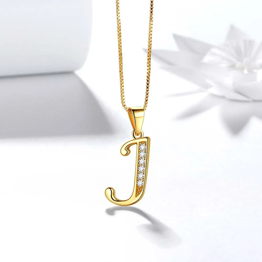 Letter J Initial Necklaces Pendant Women Men Name Jewelry Gift 925 Silver