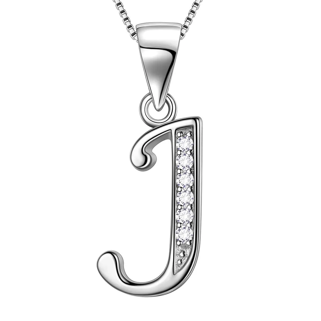 Letter J Initial Necklaces Pendant Women Men Name Jewelry Gift 925 Silver