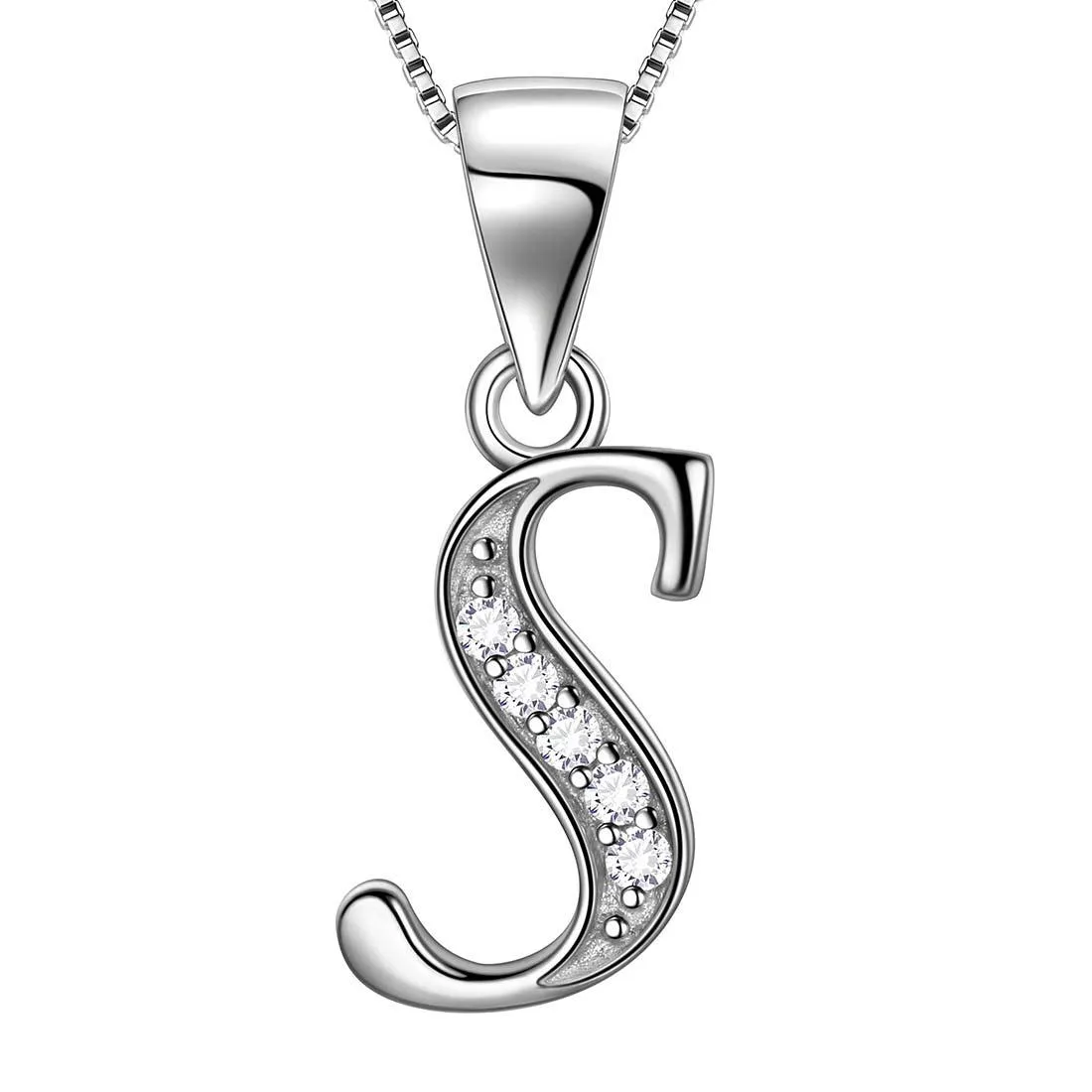 Letter S Initial Necklaces Pendant Women Men Name Jewelry Gift 925 Silver