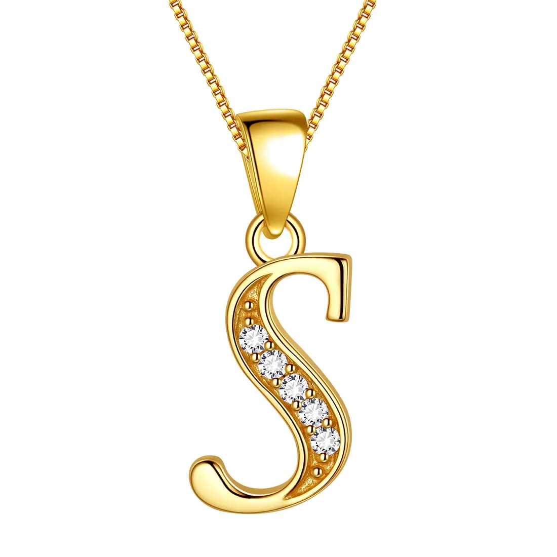 Letter S Initial Necklaces Pendant Women Men Name Jewelry Gift 925 Silver