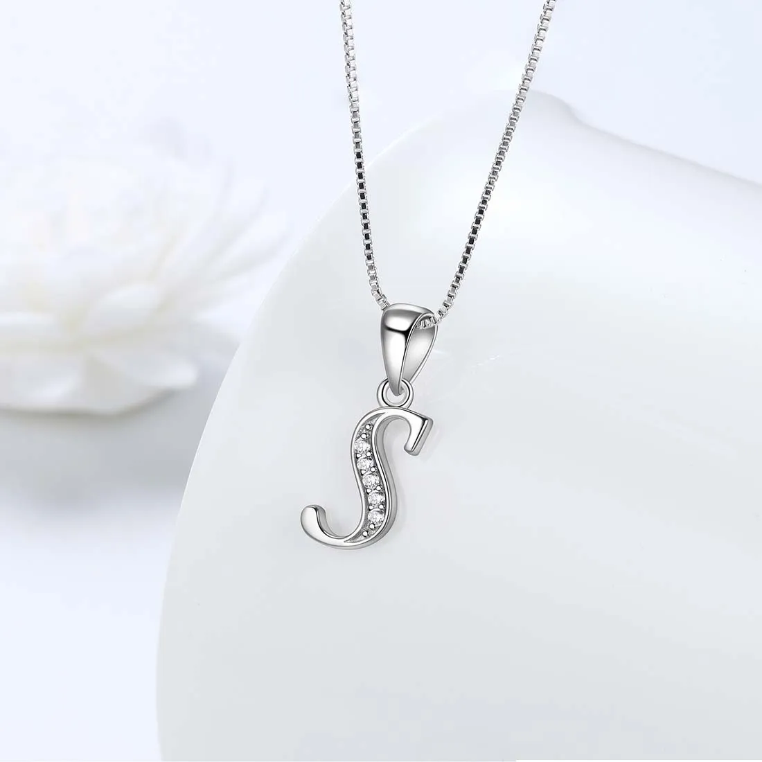 Letter S Initial Necklaces Pendant Women Men Name Jewelry Gift 925 Silver