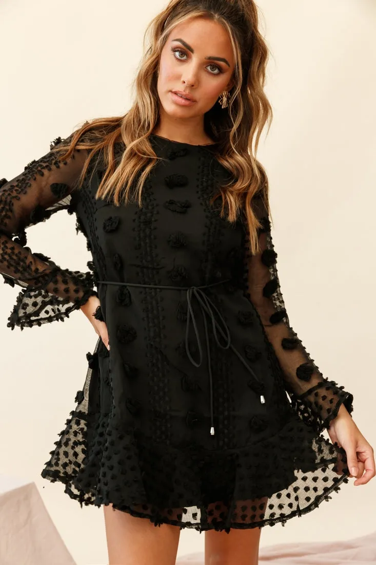 Montville Long Sleeve Embellished Dress Black