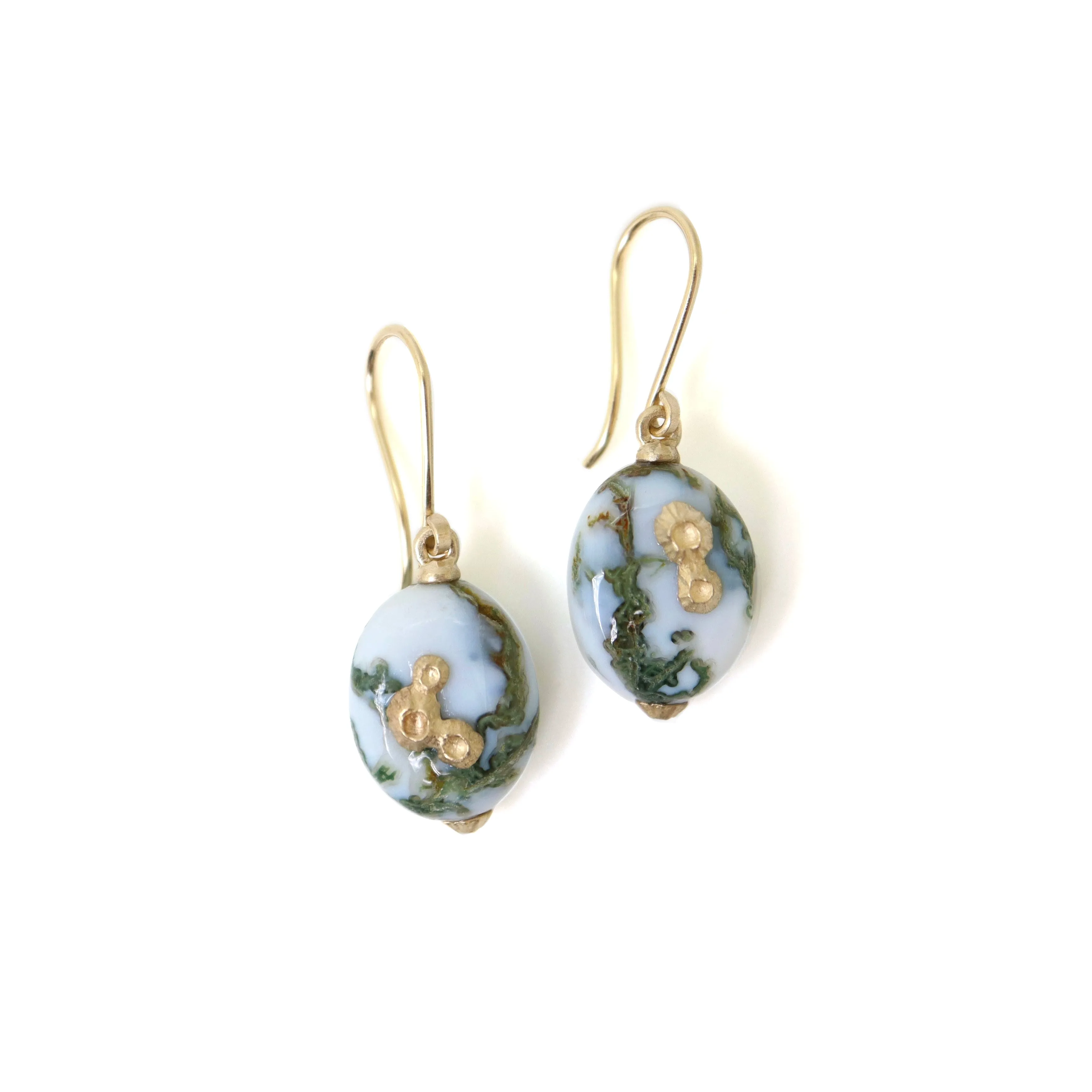 Moss of Éire Opal Ruthie B. Earrings with Barnacles