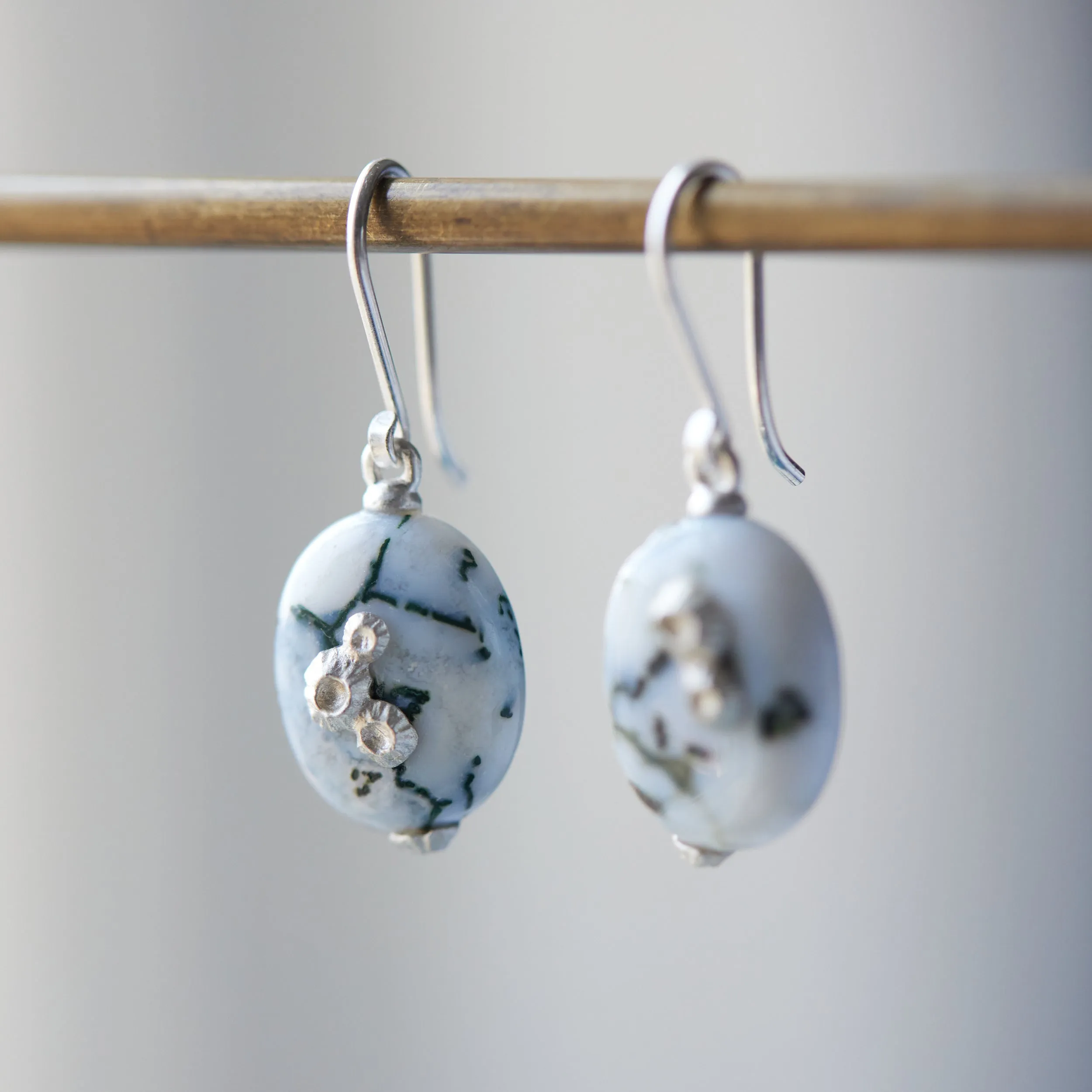 Moss of Éire Opal Ruthie B. Earrings with Barnacles