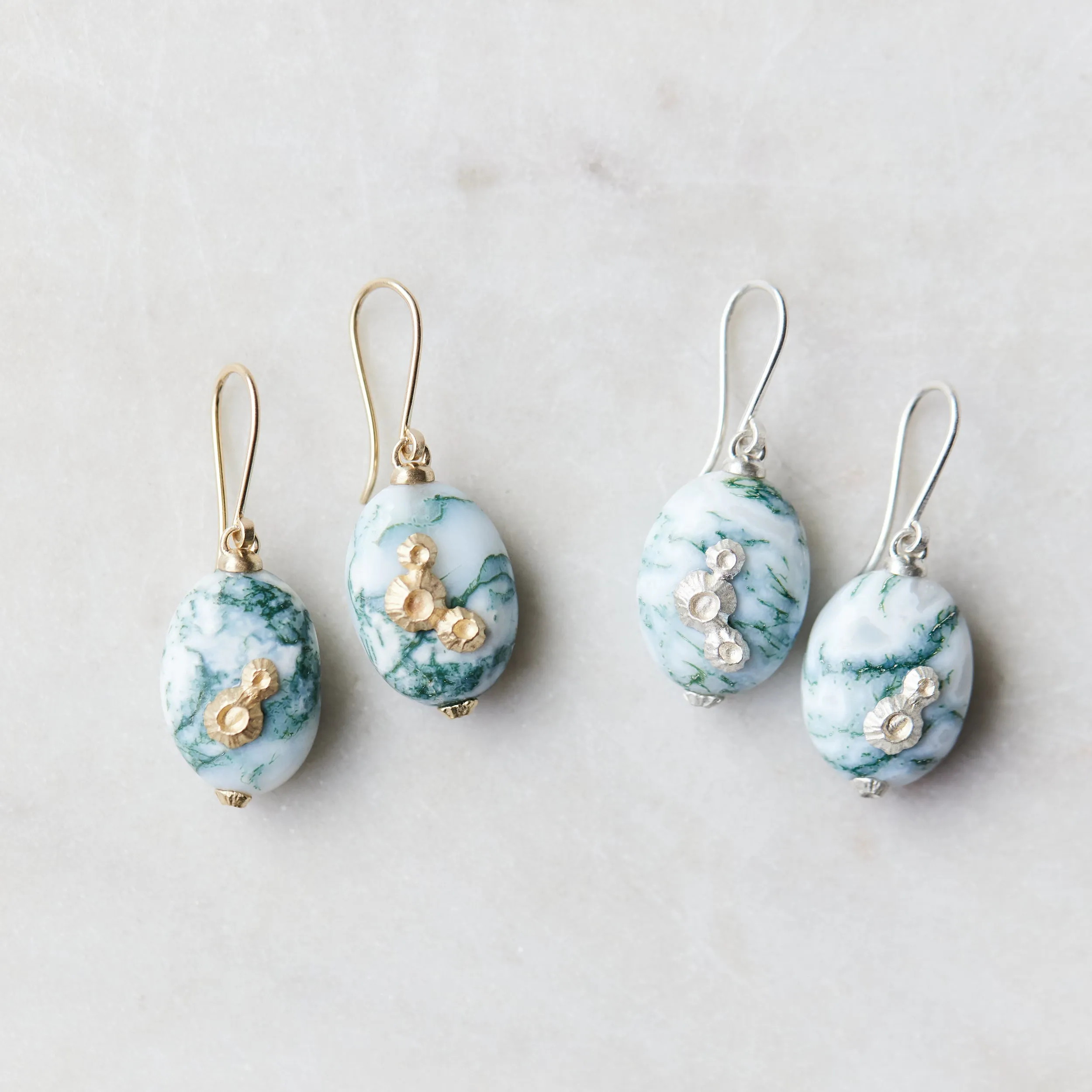 Moss of Éire Opal Ruthie B. Earrings with Barnacles