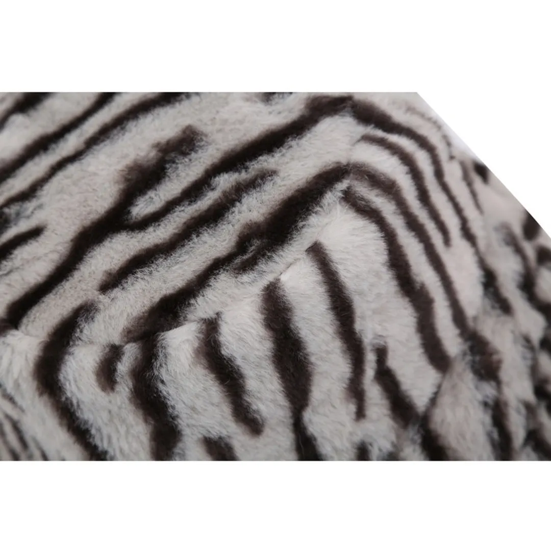 NEWBLOM Leopard Fluffy Hat Faux Fur Warm Bucket Hats