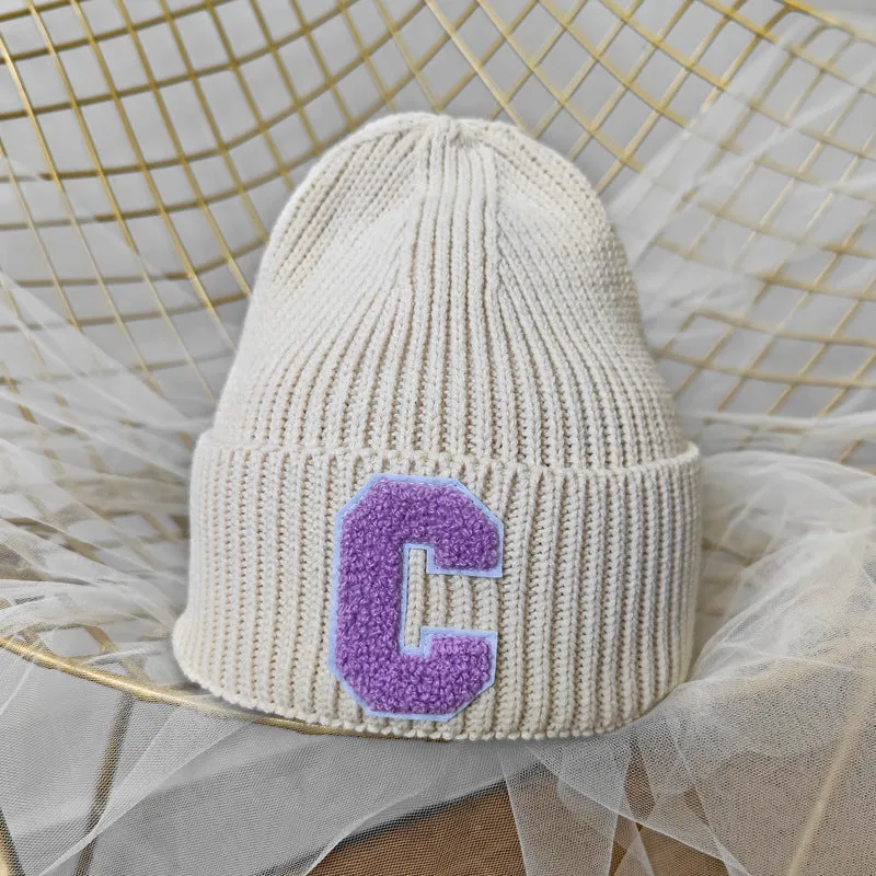 NEWBLOM Letter C embroidered warm ear protection knitted hat