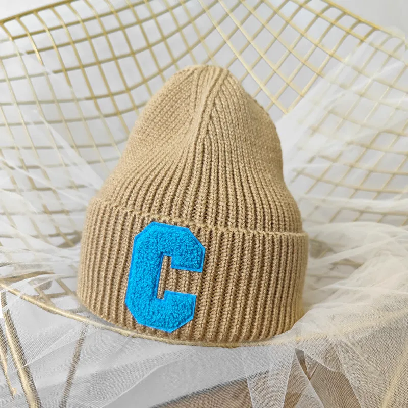 NEWBLOM Letter C embroidered warm ear protection knitted hat