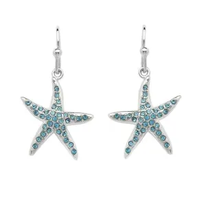 Ocean SS Star Fish with Aqua Crystals Earrings