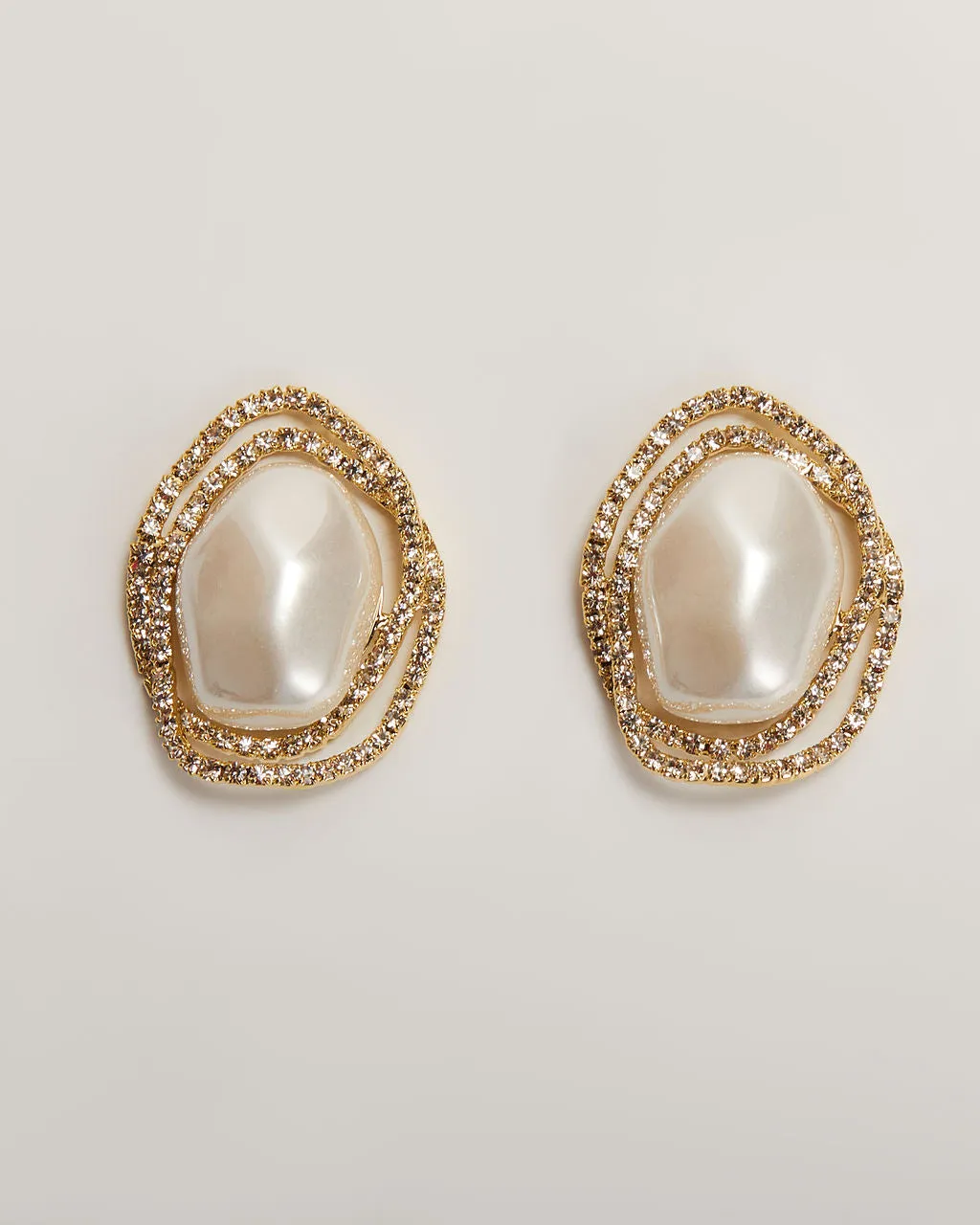 Oceanic 18k Gold Plated Pearl Stud Earrings