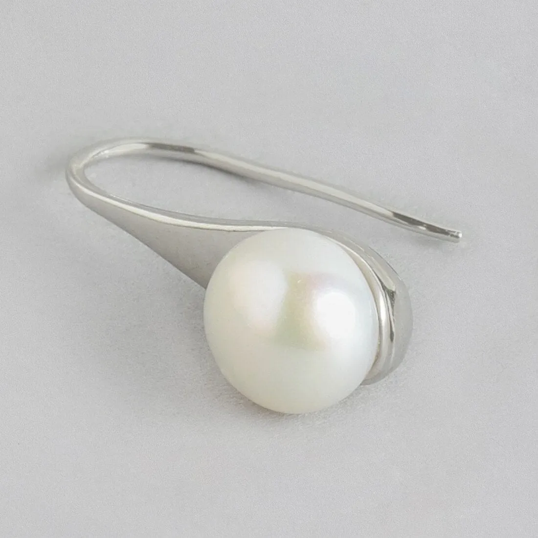 Oceanic Delight 925 Sterling Silver Pearl Earrings with Fish Hook Design