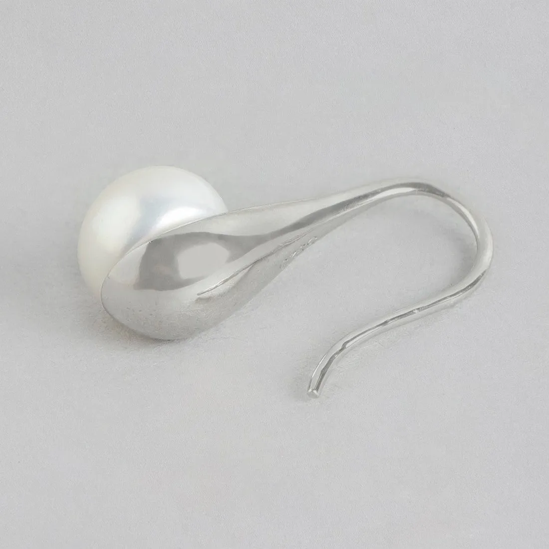 Oceanic Delight 925 Sterling Silver Pearl Earrings with Fish Hook Design