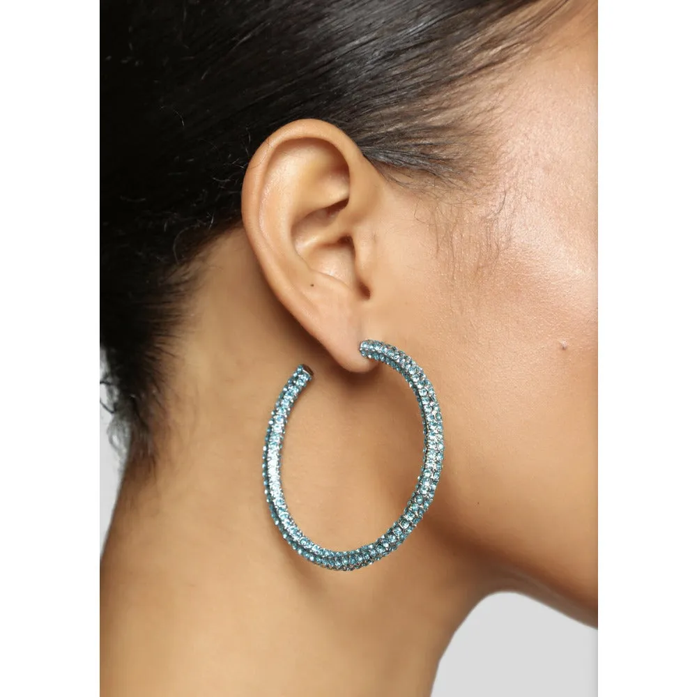 Oceanic Rhinestone Hoop Earrings