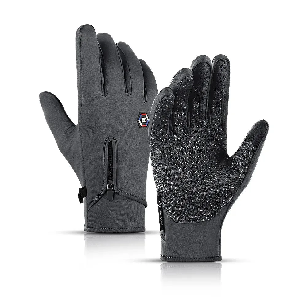 Outdoor Winter Cycling Gloves Water Wind Proof Warm Nonslip Touchscreen Gloves Black Motorcycle Gloves Men for Work Bike Hiking