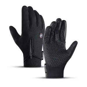 Outdoor Winter Cycling Gloves Water Wind Proof Warm Nonslip Touchscreen Gloves Black Motorcycle Gloves Men for Work Bike Hiking