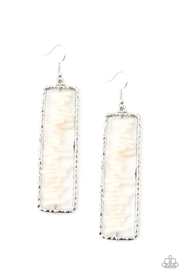 Paparazzi Earring ~ Dont QUARRY, Be Happy - White