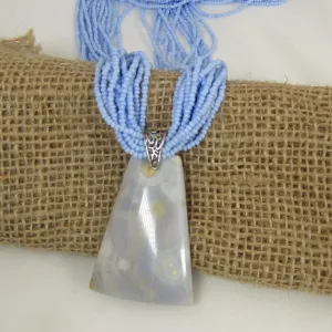 Powder Blue Multi-strand Necklace with Ocean Jasper Pendant