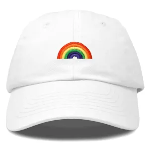 Rainbow Embroidered Ball Cap White