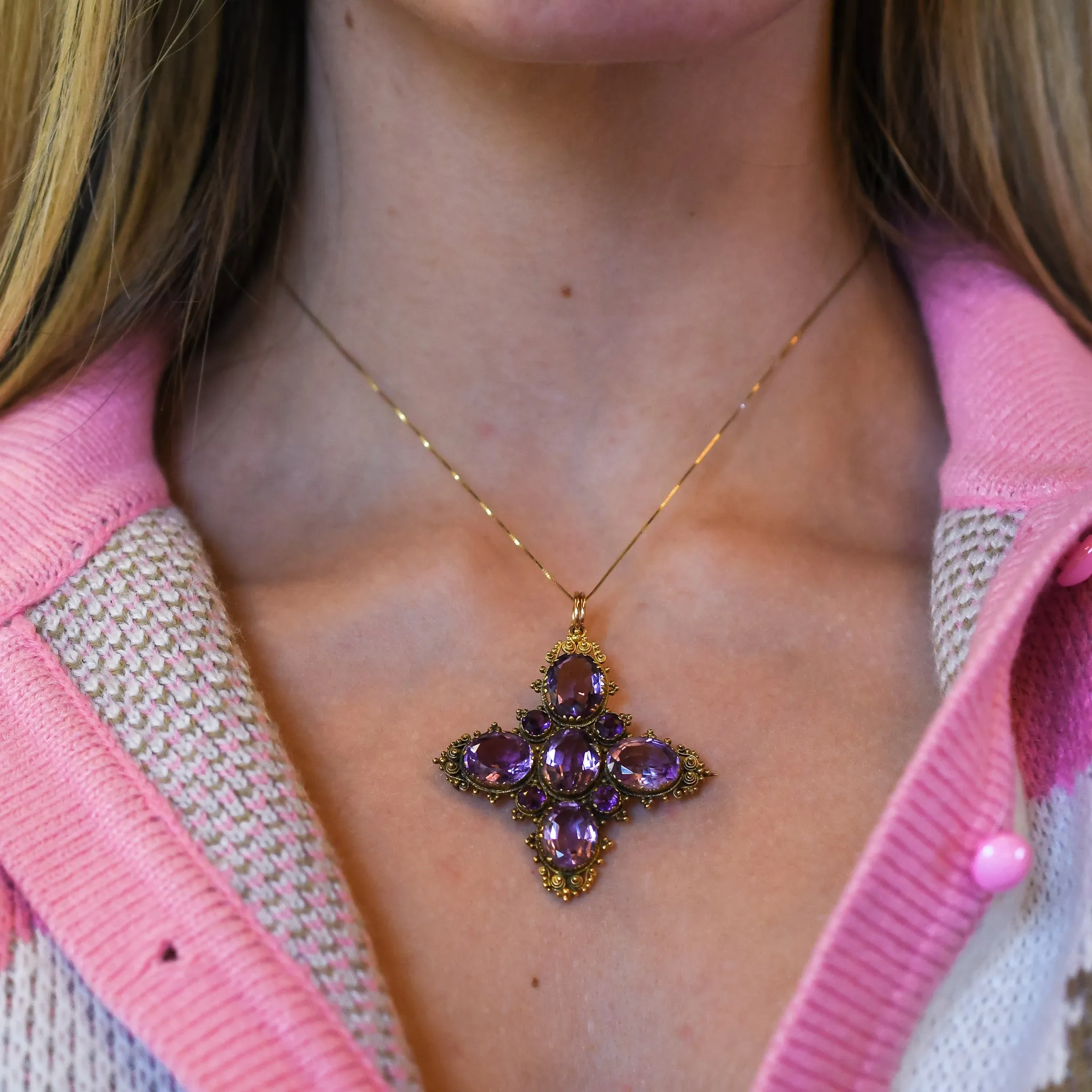 Regency Period Amethyst Cross Pendant