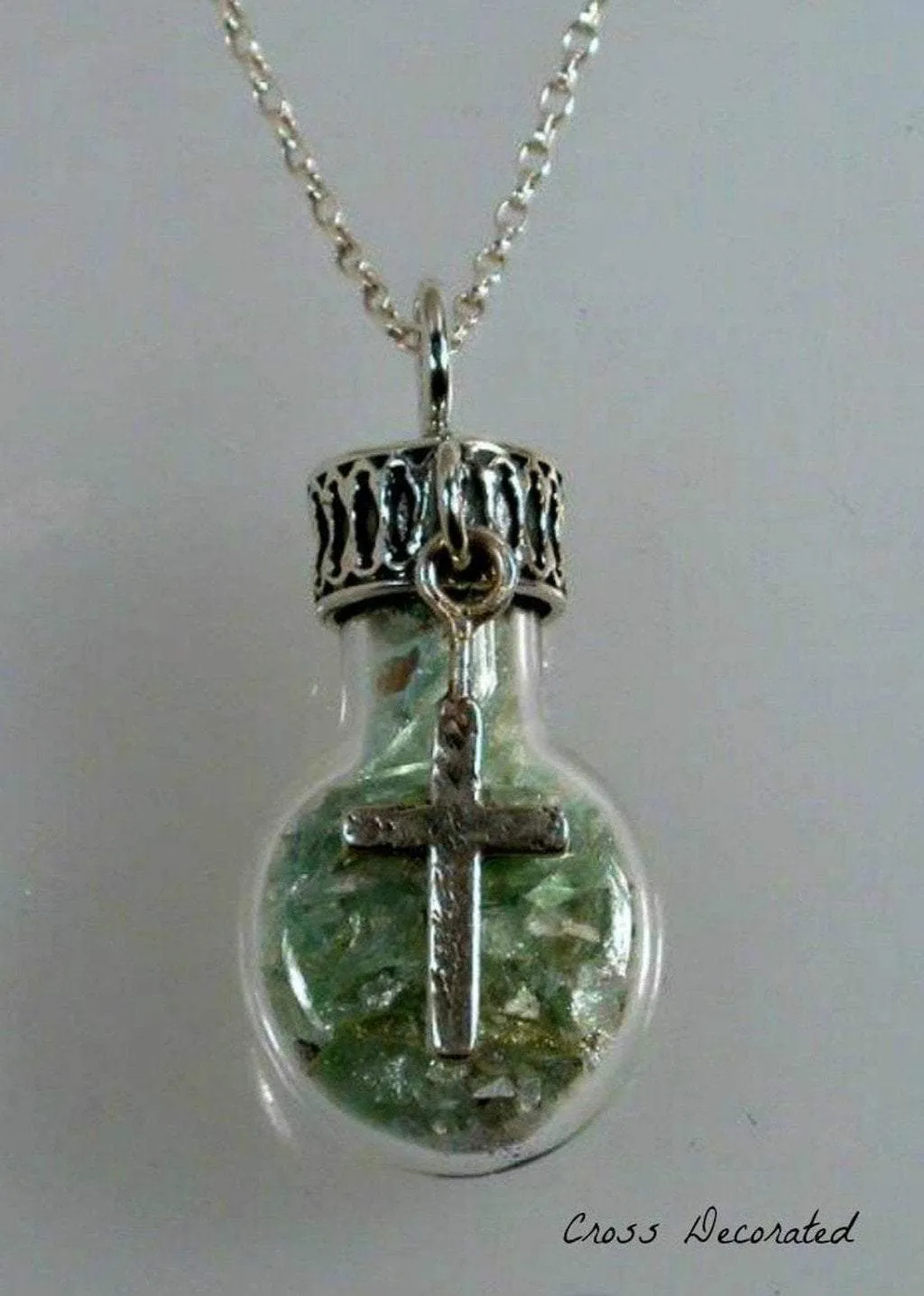 Roman Glass Necklaces Sterling Silver Roman Glass in a Bottle Necklace