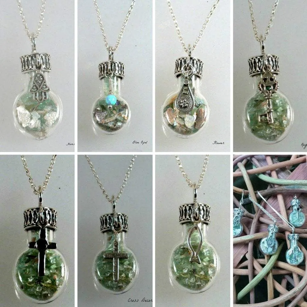 Roman Glass Necklaces Sterling Silver Roman Glass in a Bottle Necklace