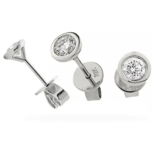 RUB OVER DIAMOND STUD EARRINGS 0.20CT F/VS DIAMOND IN 18K WHITE GOLD