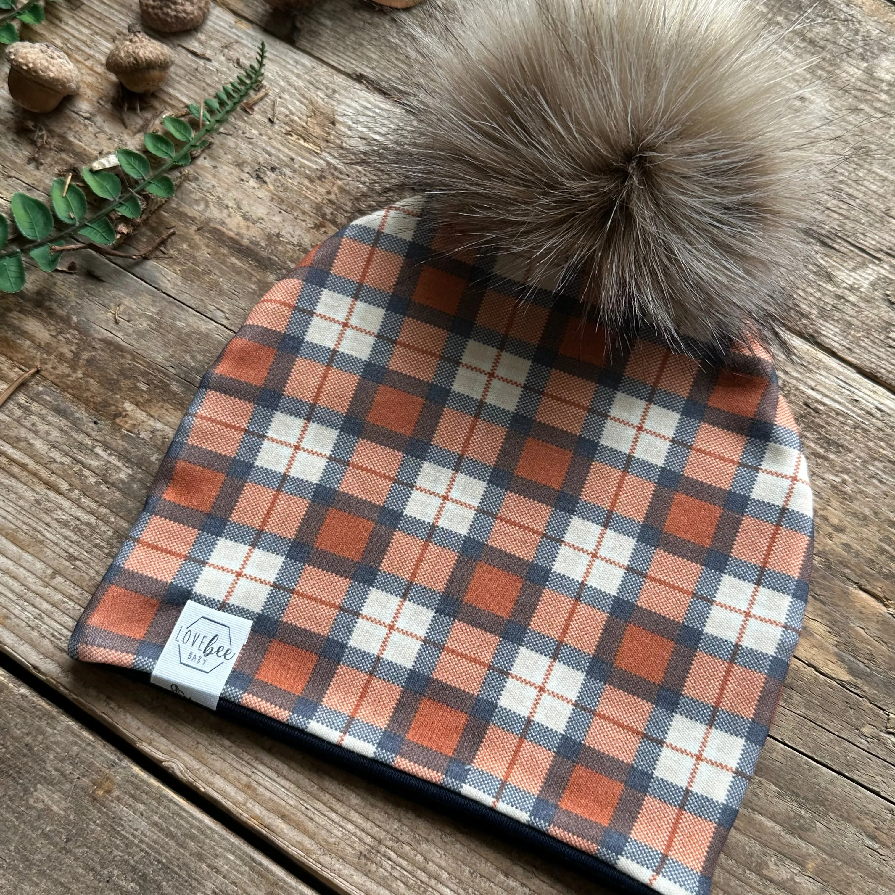 Rustic Plaid Bobble Hat