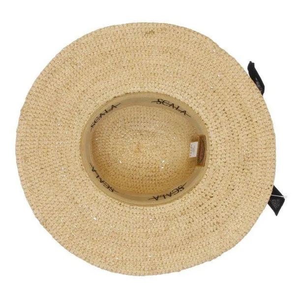 Scala - Big Brim Raffia Hat with Linen Band