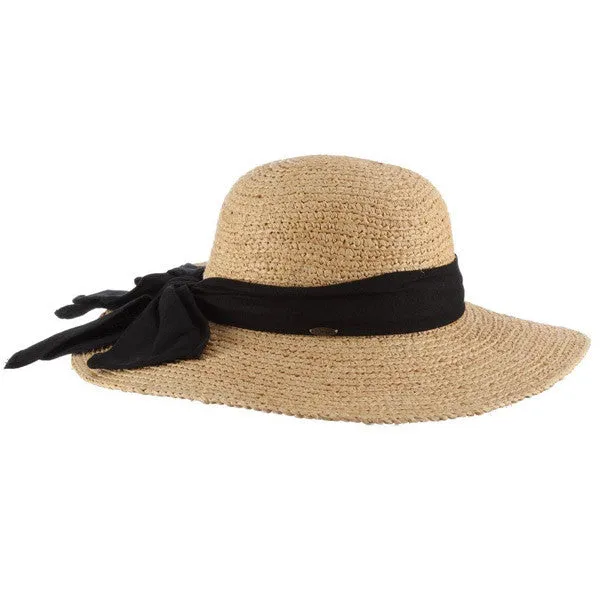 Scala - Big Brim Raffia Hat with Linen Band