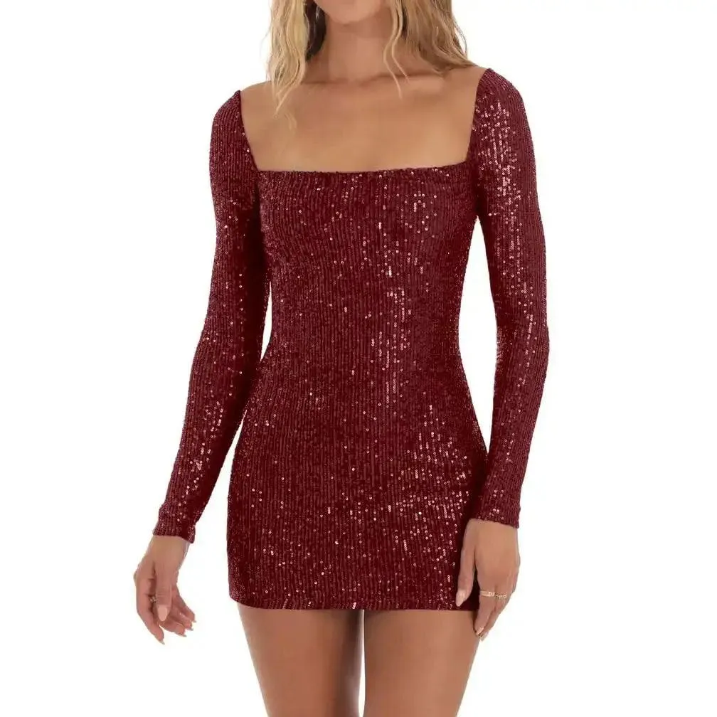 Sequin Long Sleeve Mini Dress