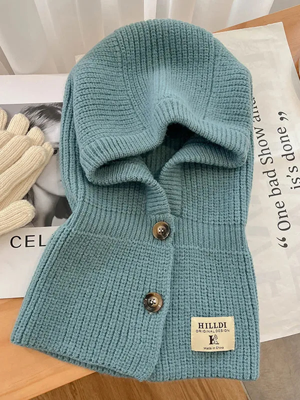 Simple Buttoned Keep Warm Solid Color Hats&Caps