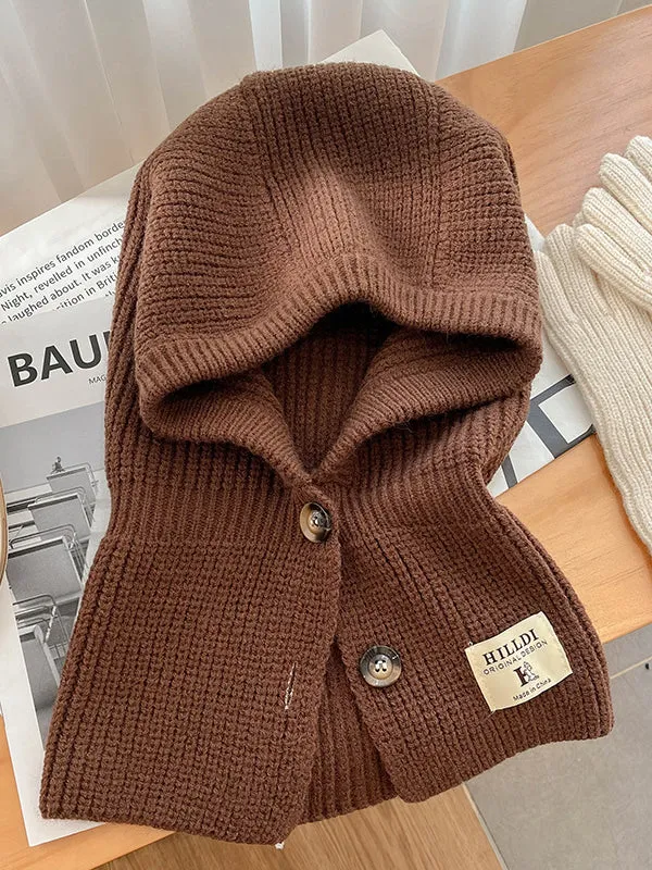 Simple Buttoned Keep Warm Solid Color Hats&Caps