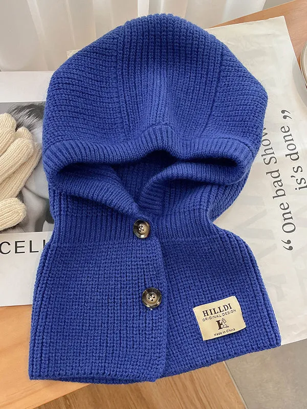 Simple Buttoned Keep Warm Solid Color Hats&Caps