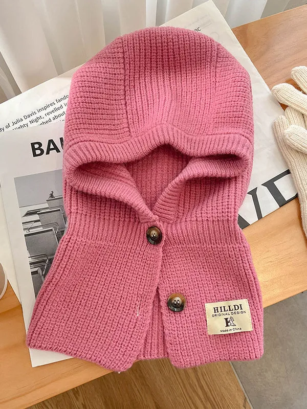 Simple Buttoned Keep Warm Solid Color Hats&Caps