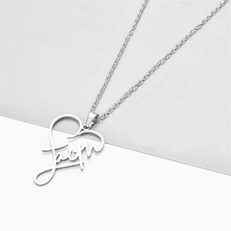 SISSLIA Fashion Stainless Steel Silver Color Chain Letter Hollow Cross Pendant Necklaces For Women