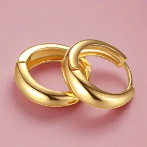 Smooth Rounded Gold Huggie Hoop Earrings for Women