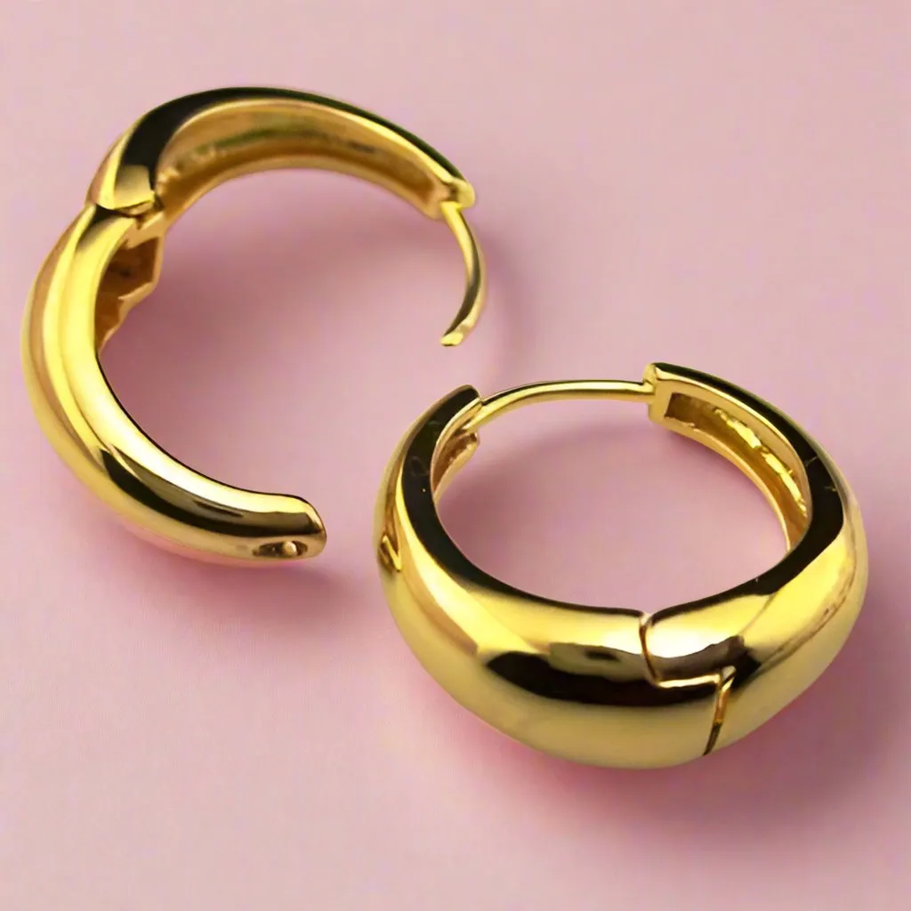 Smooth Rounded Gold Huggie Hoop Earrings for Women