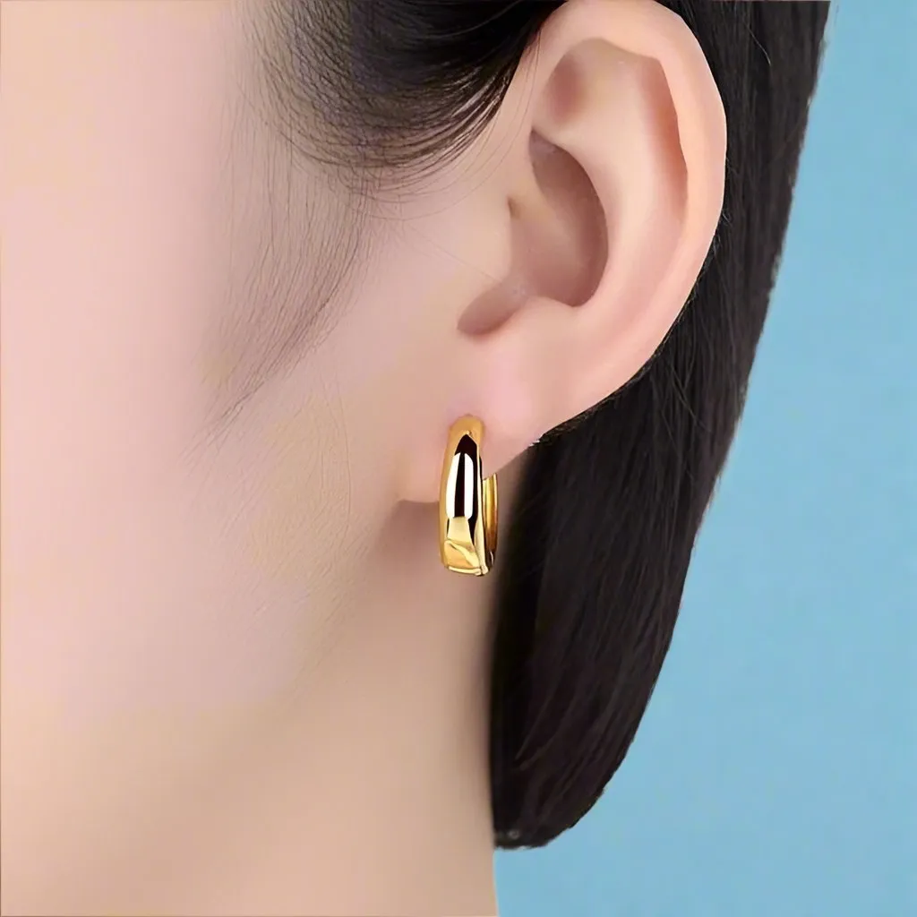 Smooth Rounded Gold Huggie Hoop Earrings for Women