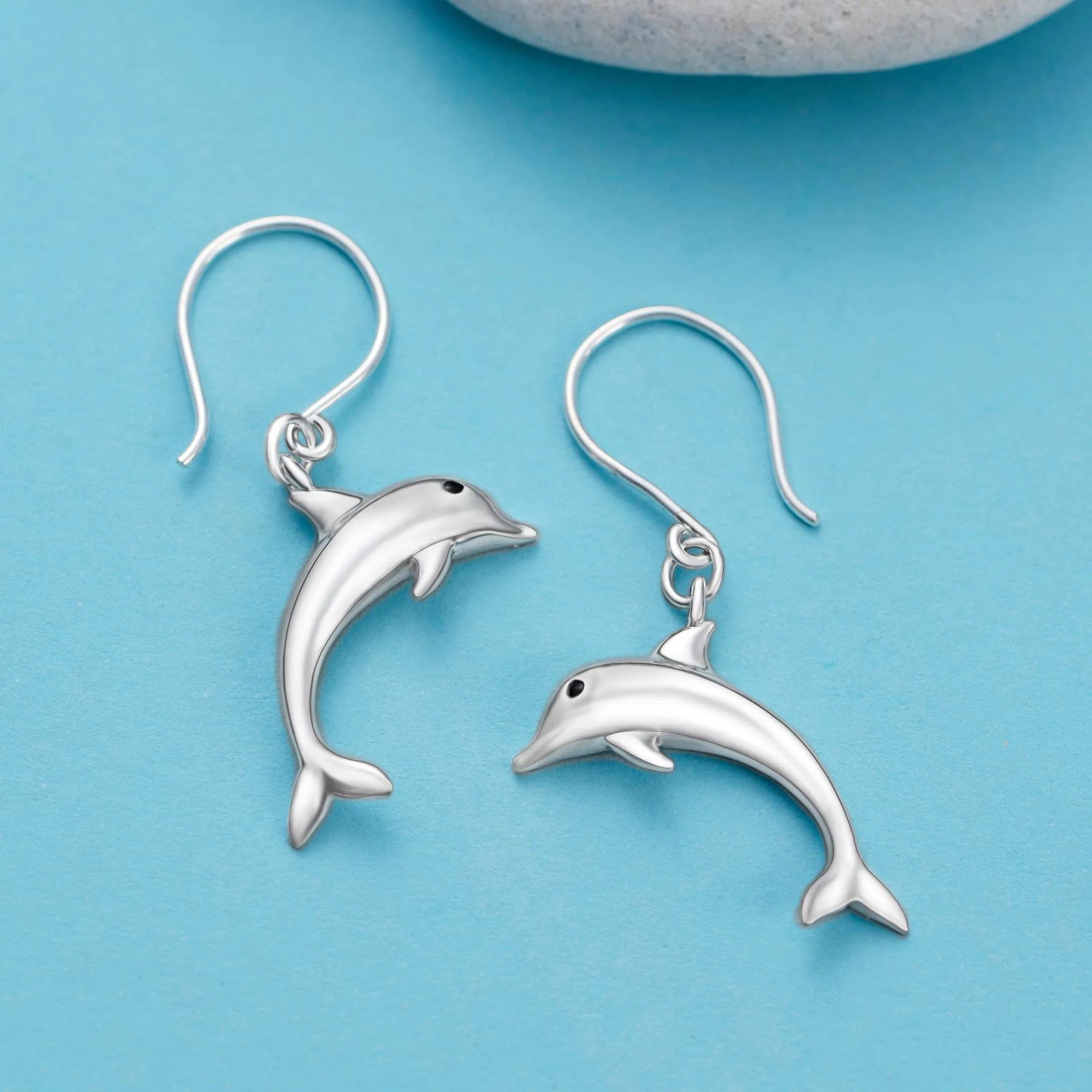 Sterling Silver Dolphin Dangling Earrings