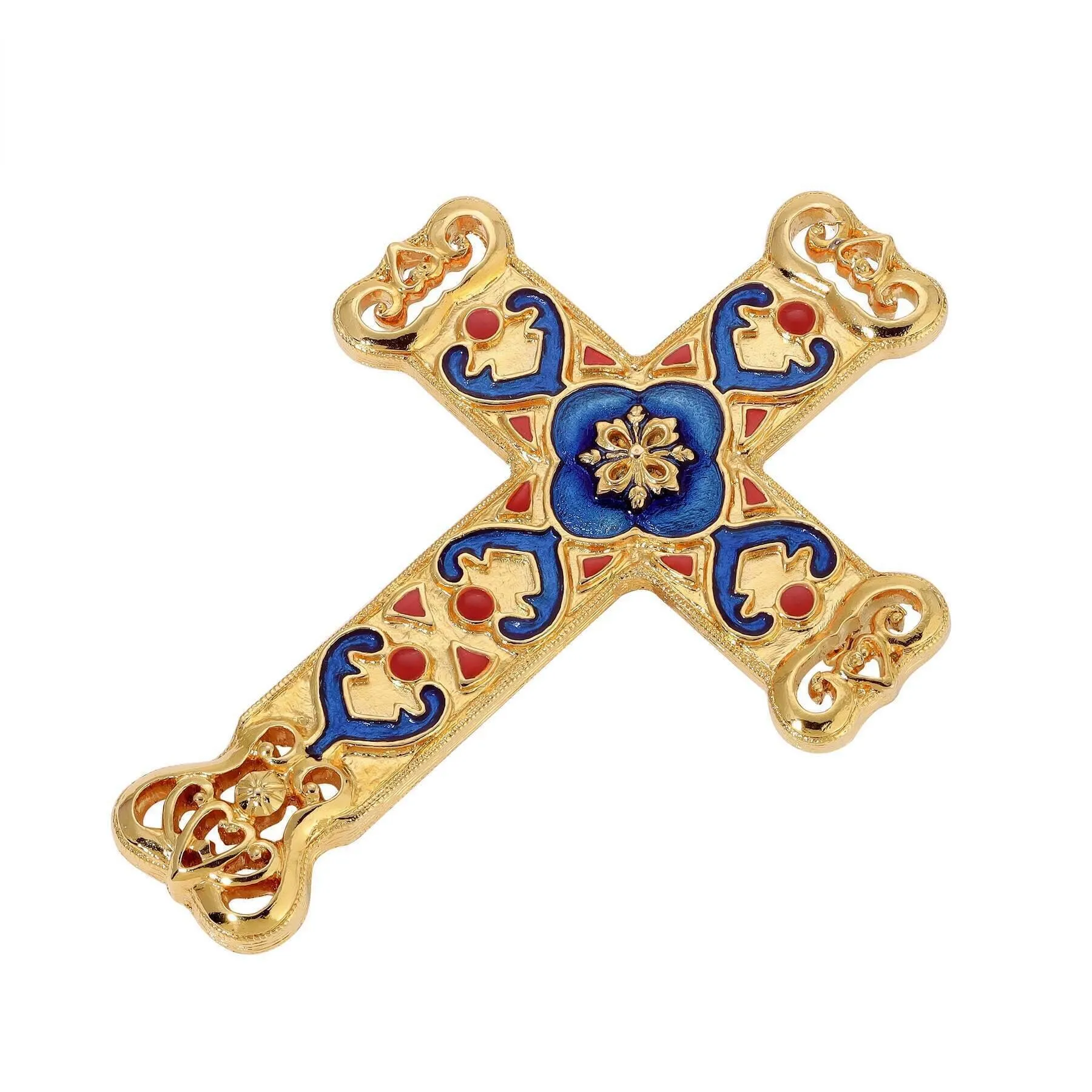 Symbols Of Faith Antigua Enamel Cross & Heart Brooch