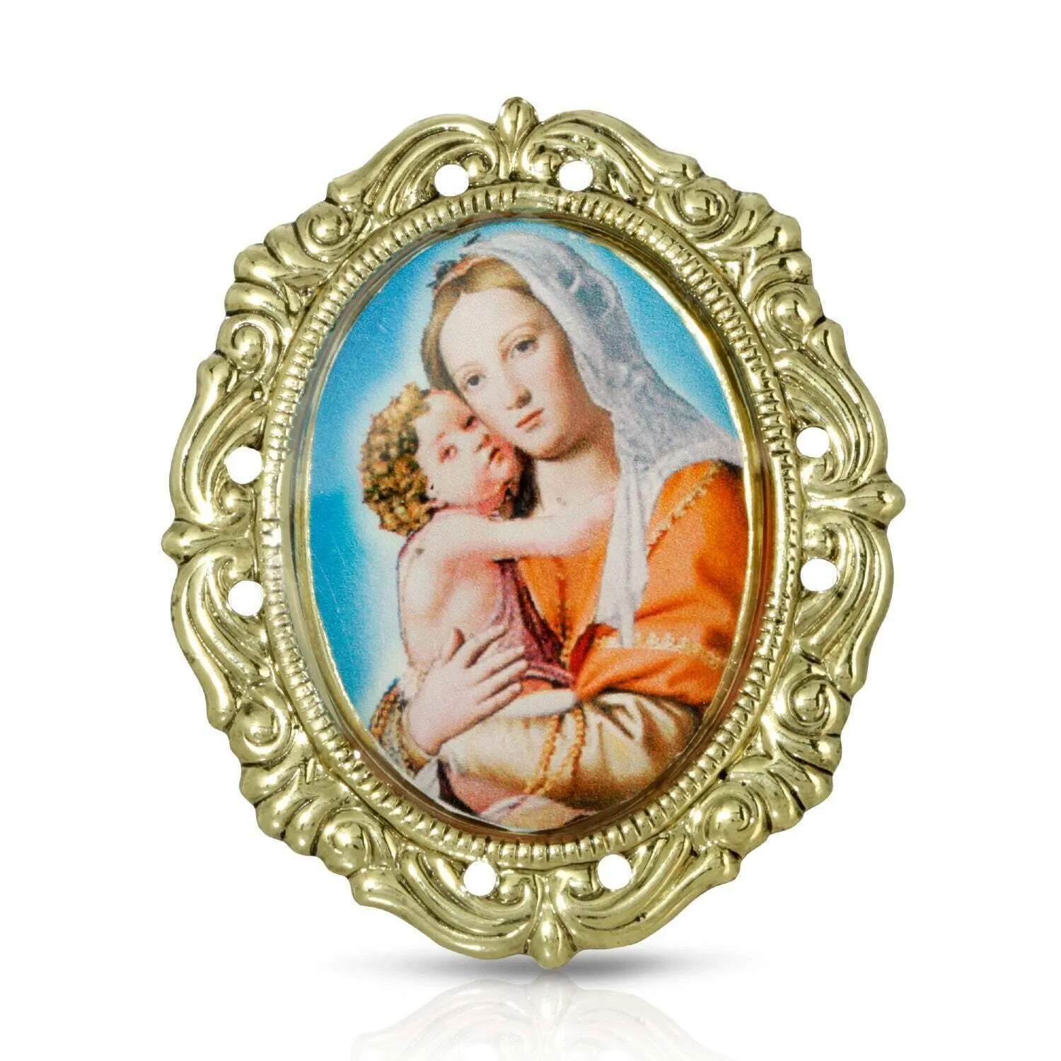 Symbols Of Faith Oval Mother and Child Pin