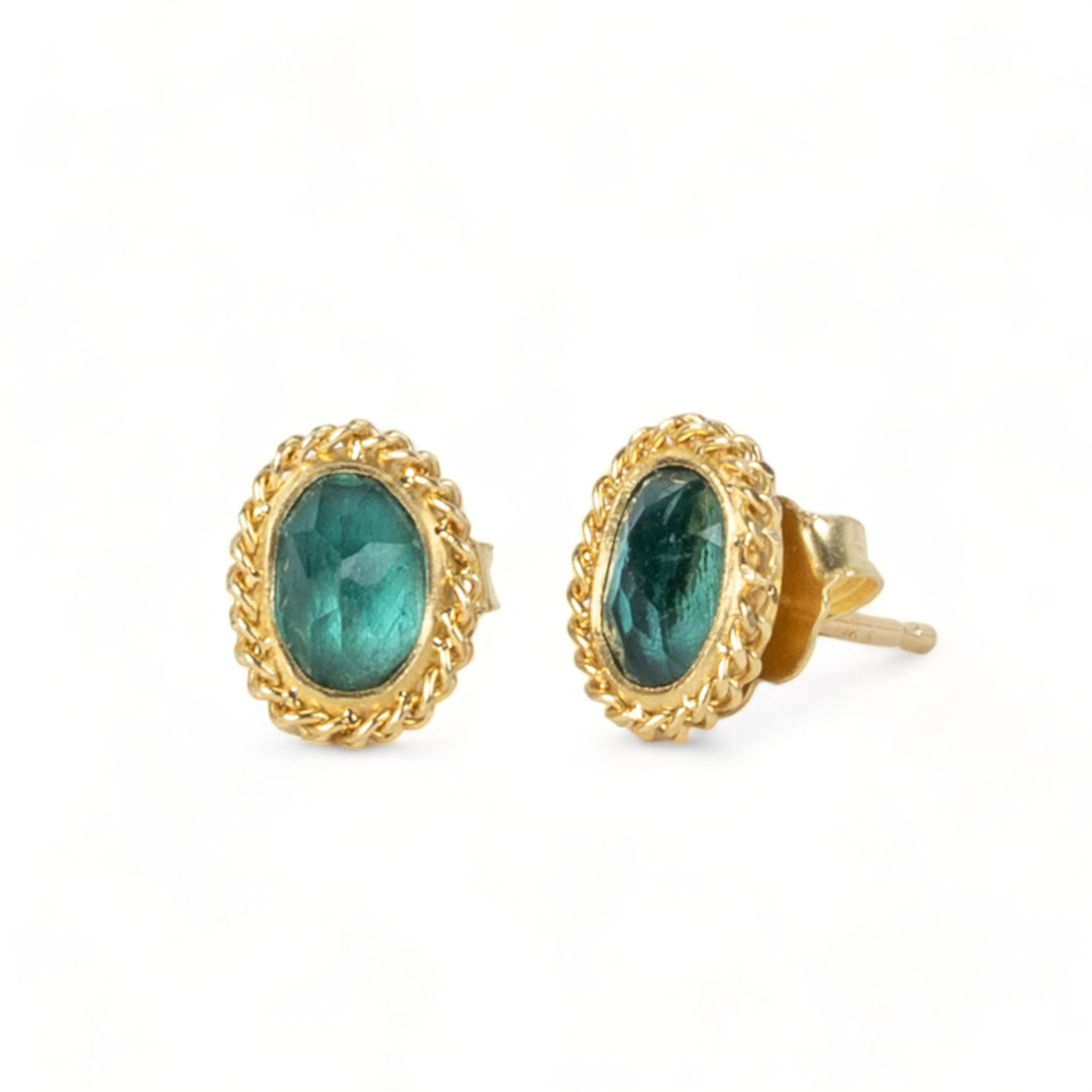 Teal Tsavorite Stud Earrings