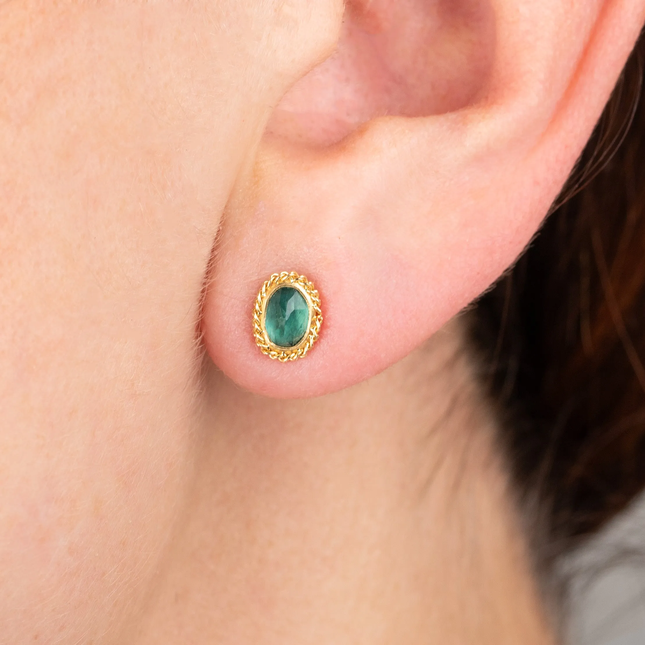 Teal Tsavorite Stud Earrings