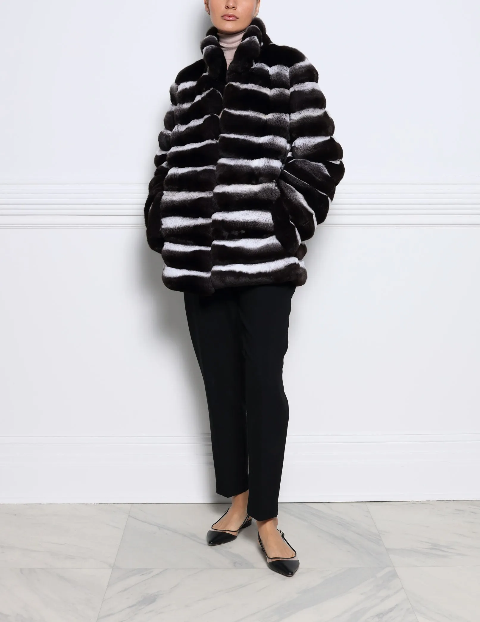 The Niveah Black Pearl Chinchilla Fur Jacket