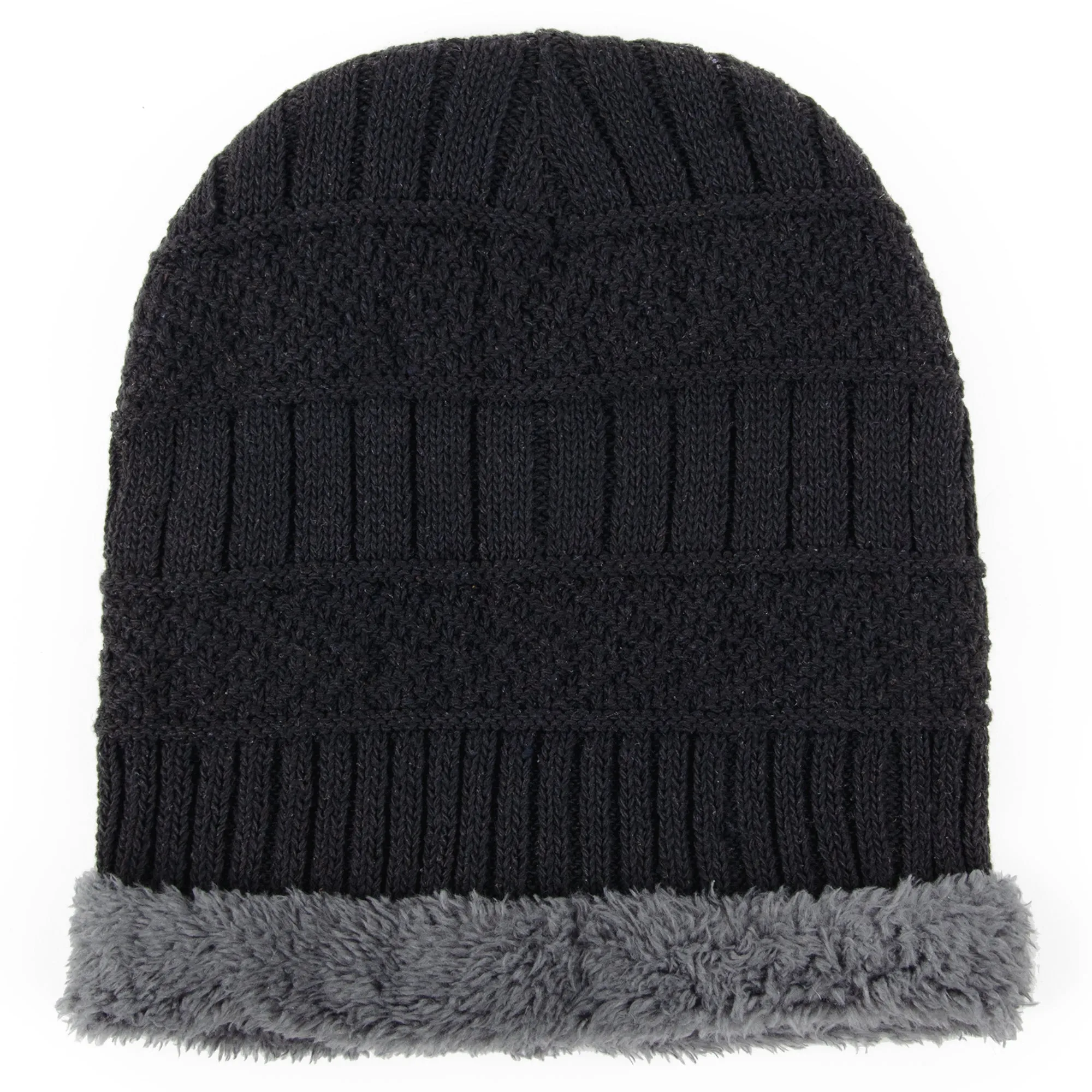 Ultra Warm Sherpa Knit Hat - Black