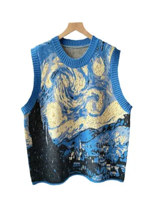 Van Gogh's Starry Night and Sunflowers Sweater Vests